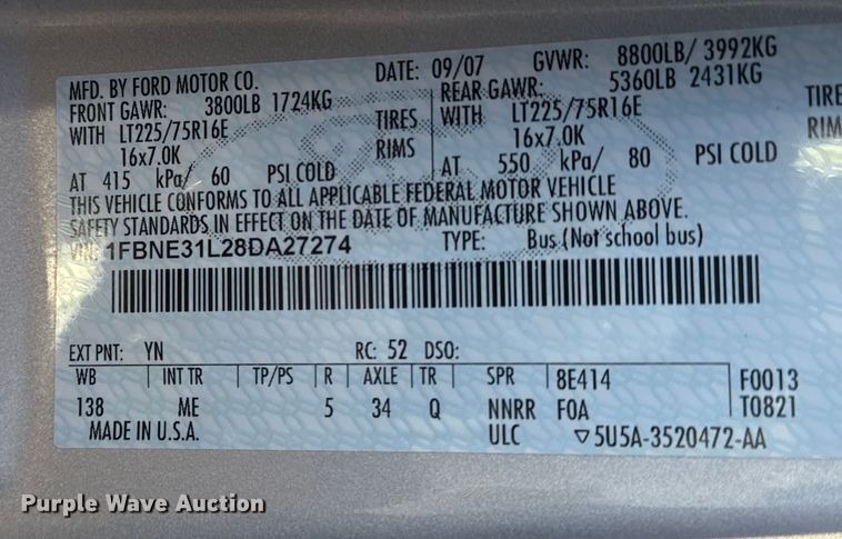 image for item EG1935 2008 Ford E350 handicap accessible van