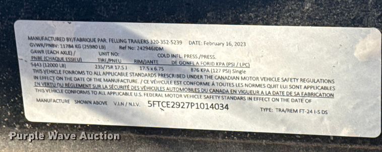 image for item EG2078 2023 Felling Trailers FT24I 