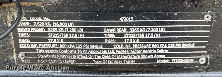 image for item EG2111 2015 Custom Heavy Haul by Lucon Inc. 7T182H8W equipment trailer