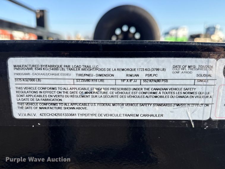 image for item EG8895 2025 Load Trail LLC utility trailer