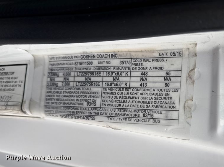 image for item EG8931 2015 Ford E350 shuttle bus