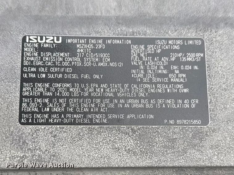 image for item EG8940 2022 Isuzu NRR rollback truck