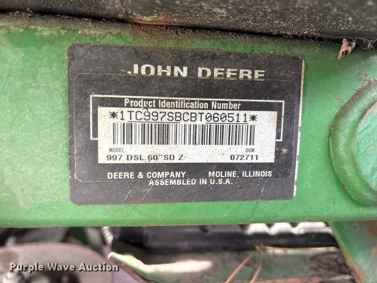 image for item EI5800 2011 John Deere 997 ZTrak ZTR lawn mower