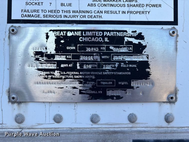 image for item EM6127 2007 Great Dane  7411TPSA dry van trailer