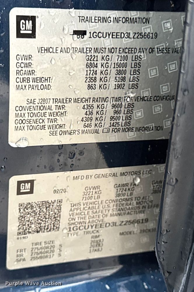 image for item EN0850 2020 Chevrolet Silverado 1500 Crew Cab pickup truck