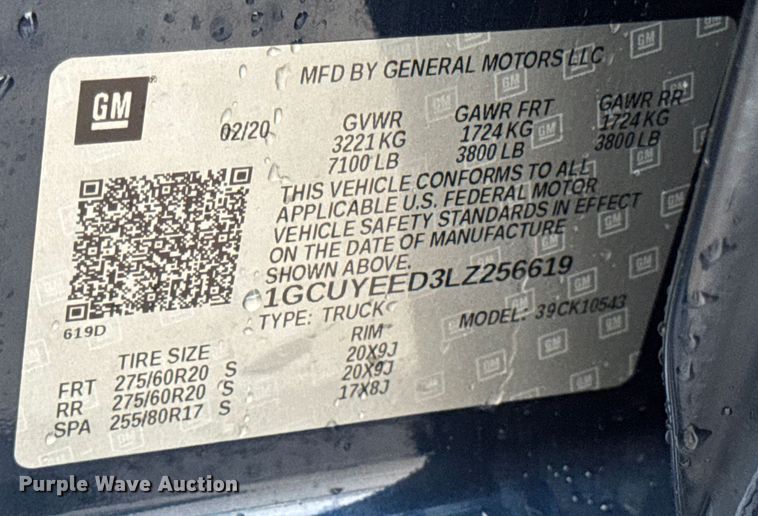 image for item EN0850 2020 Chevrolet Silverado 1500 Crew Cab pickup truck