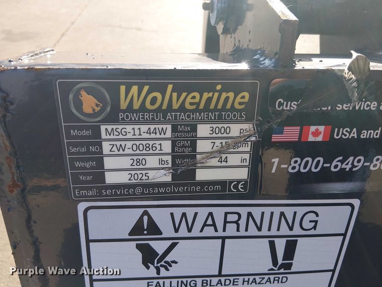 image for item ES8806 2025 Wolverine MSG-11-44W compact utility loader grapple bucket