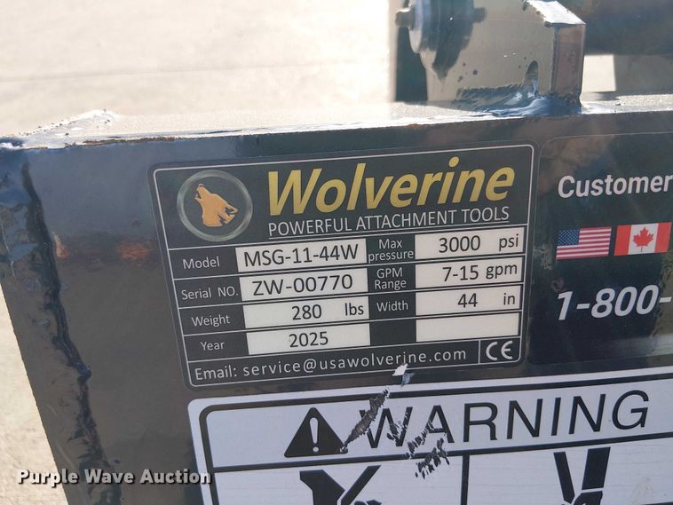 image for item ES8808 2025 Wolverine MSG-11-44W compact utility loader grapple bucket