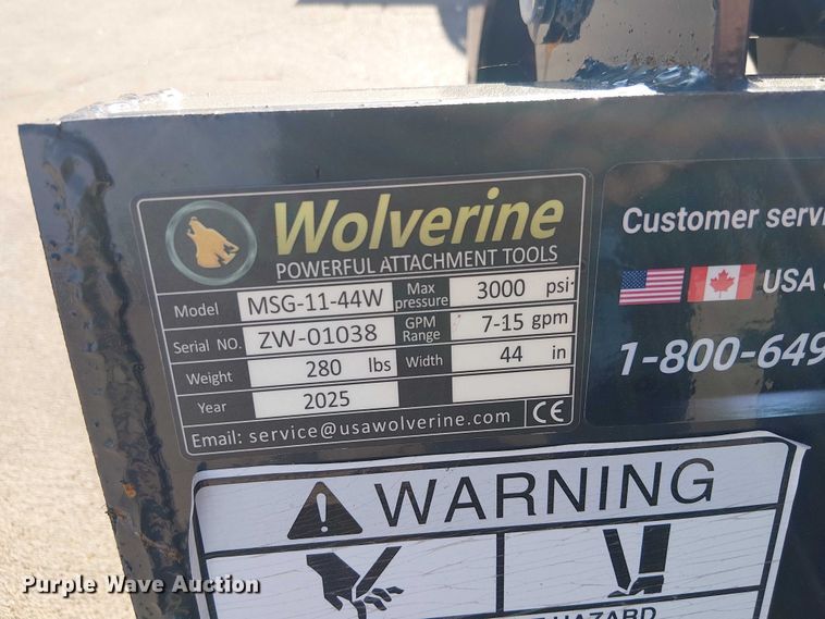 image for item ES8809 2025 Wolverine MSG-11-44W compact utility loader grapple bucket