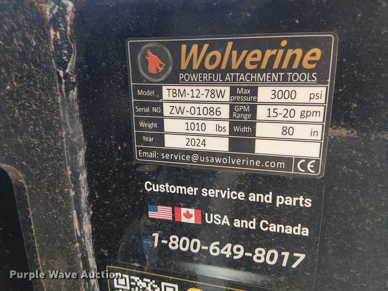 image for item ES8856 2024 Wolverine TBM-12-78W skid steer finish mower
