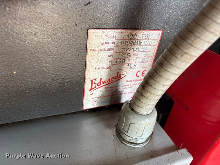 image for item ES8911 2014 Edwards 100 Ton iron worker