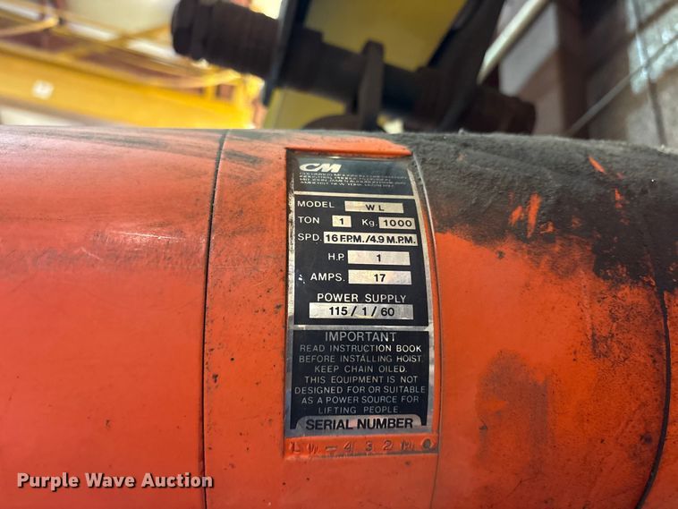 image for item ES8915 CM WL overhead chain hoist