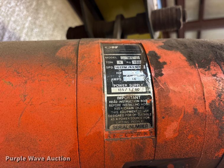 image for item ES8916 CM WL overhead chain hoist