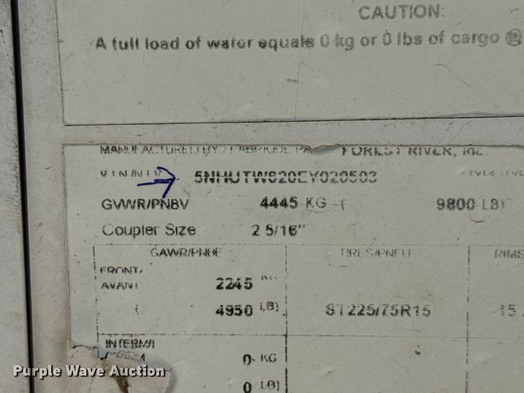 image for item ET1967 2014 Forest River enclosed cargo trailer