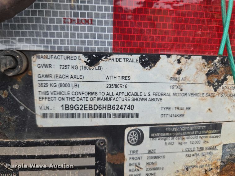 image for item ET5056 2017 Texas Pride dump trailer