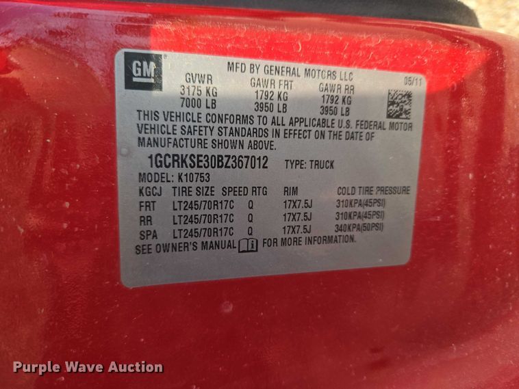 image for item ET5069 2011 Chevrolet Silverado 1500 Ext. Cab pickup truck