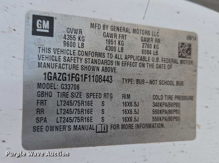 image for item ET5070 2015 Chevrolet Express 3500 van