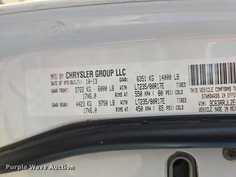 image for item ET5084 2014 RAM 3500 Crew Cab pickup truck