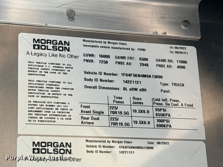 image for item ET6078 2021 Ford F59 delivery van