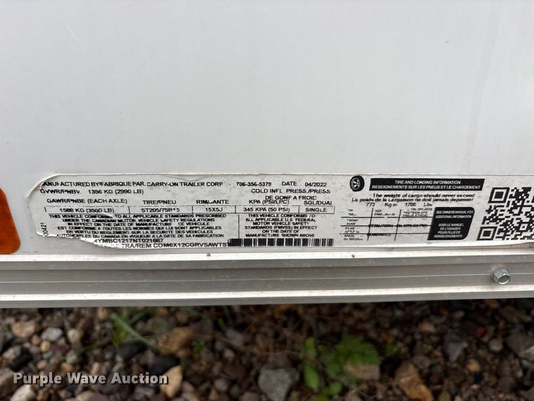 image for item EU0488 2022 Carry-on Trailer enclosed cargo trailer