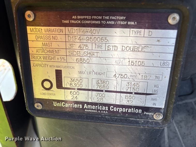 image for item EU0544 2015 Nissan PF90HD forklift