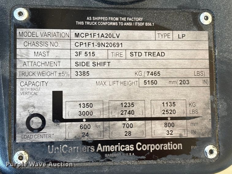 image for item EU0557 2016 UniCarriers CFS40 forklift