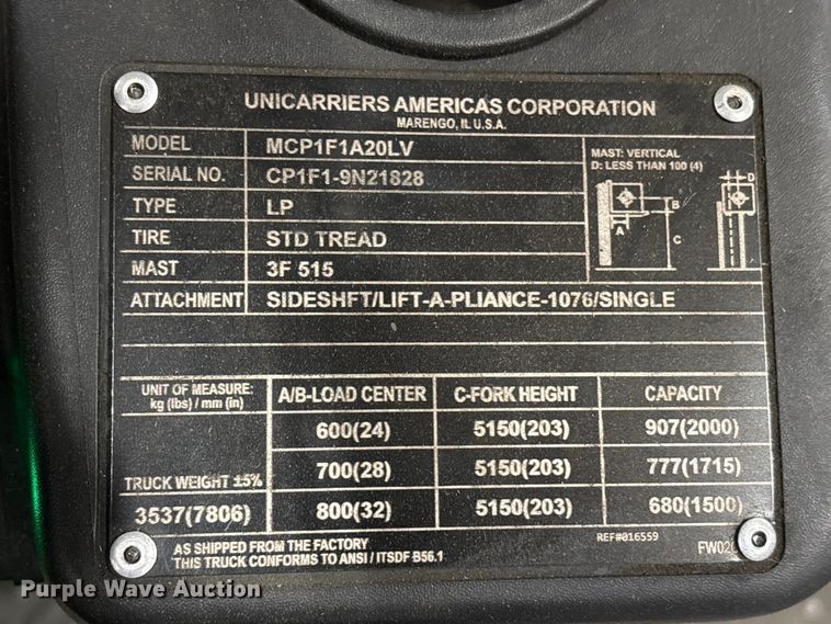 image for item EU0558 2018 UniCarriers CFS40 forklift