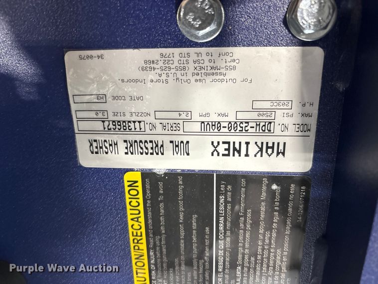 image for item EU5504 MAKINEX DPW-2500-OAVU pressure washer