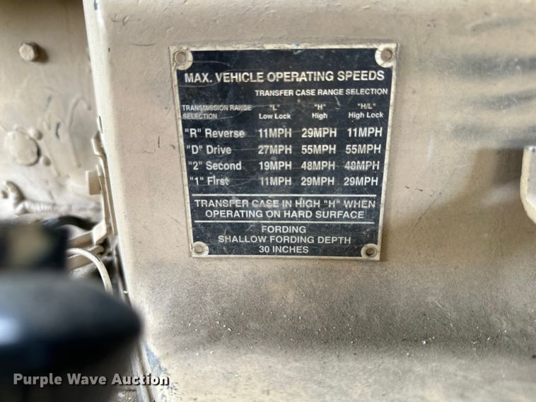 image for item EV2898 1988 AM General HMMWV SUV