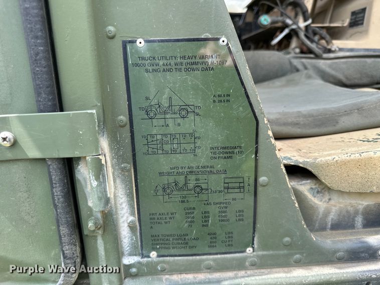 image for item EV2898 1988 AM General HMMWV SUV