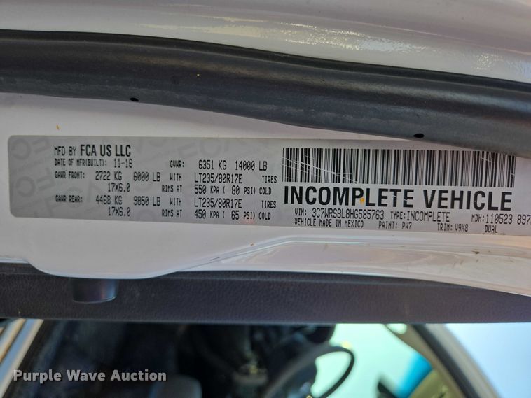 image for item EV5885 2017 RAM 3500 flatbed pickup truck