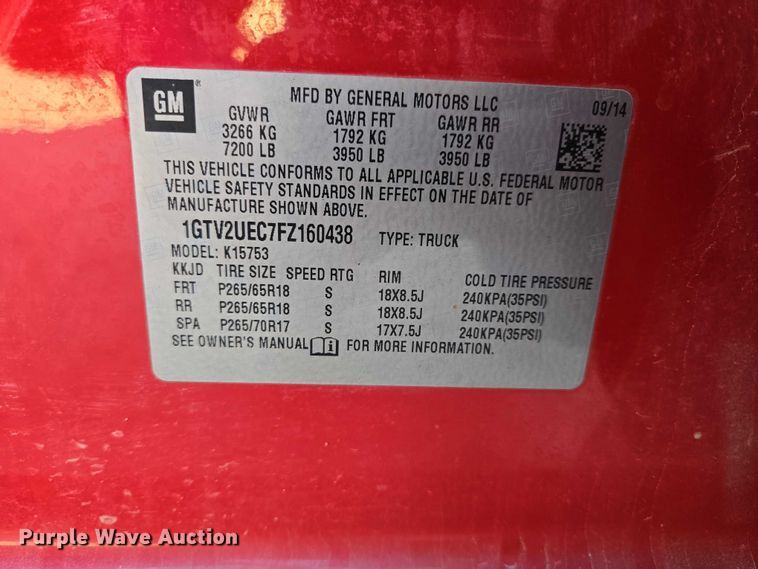 image for item EV5971 2015 GMC Sierra 1500 Ext. Cab pickup truck