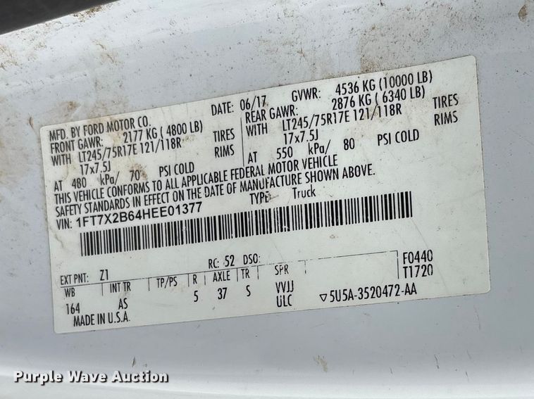 image for item EW1551 2017 Ford F250 Super Duty XL Ext. Cab flatbed pickup truck