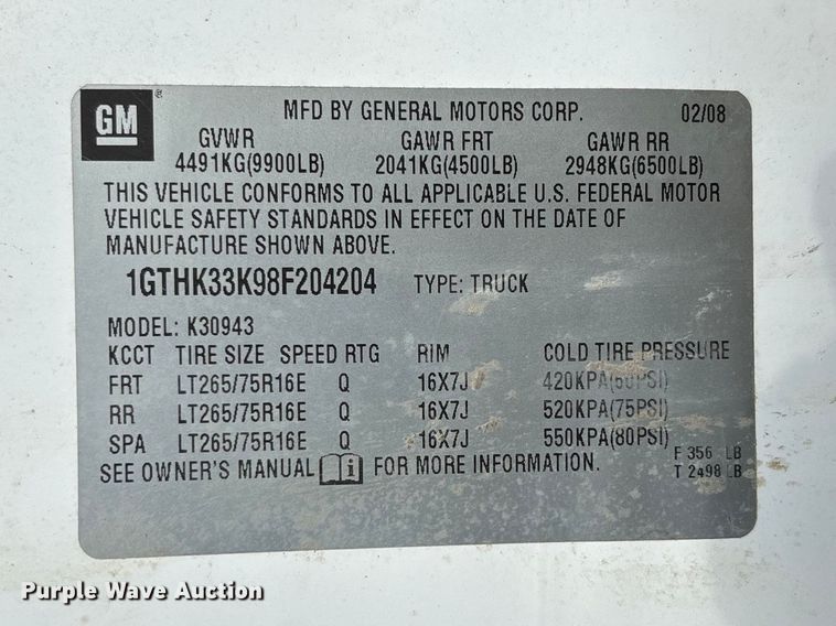 image for item FB3436 2008 GMC Sierra 3500HD Crew Cab pickup truck