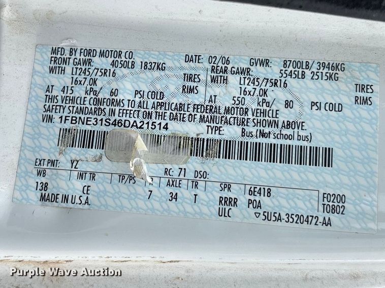 image for item FB3437 2006 Ford E350 van