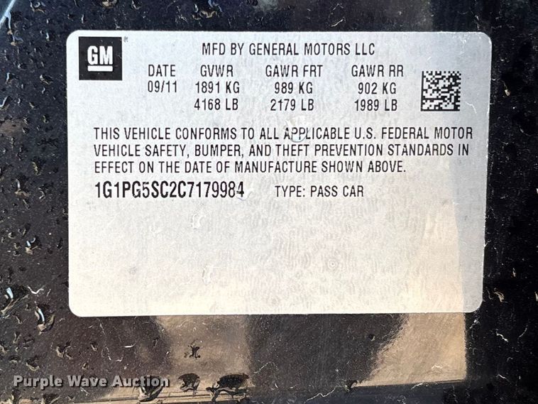 image for item FB3451 2012 Chevrolet Cruze 