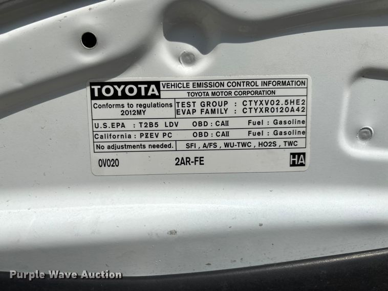 image for item FB3460 2012 Toyota Camry 