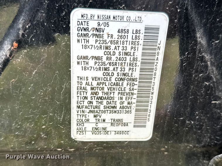 image for item FB7257 2005 Nissan Murano SUV