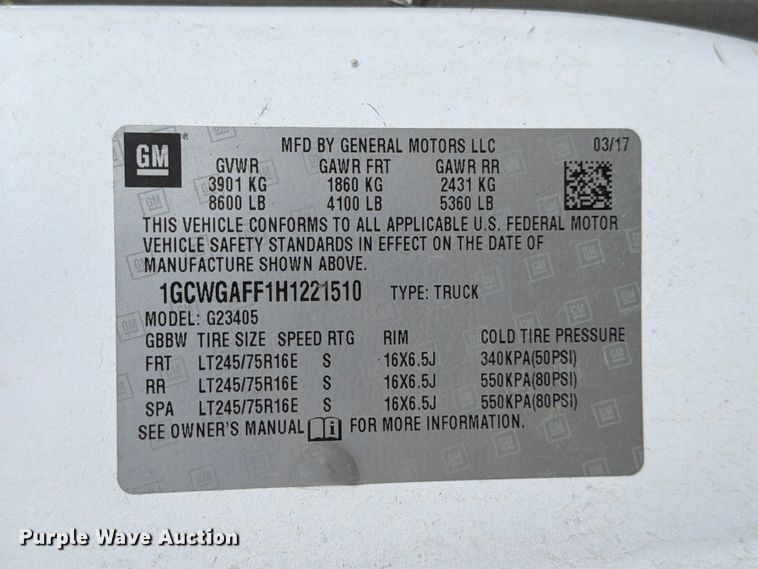 image for item FB8116 2017 Chevrolet Express van