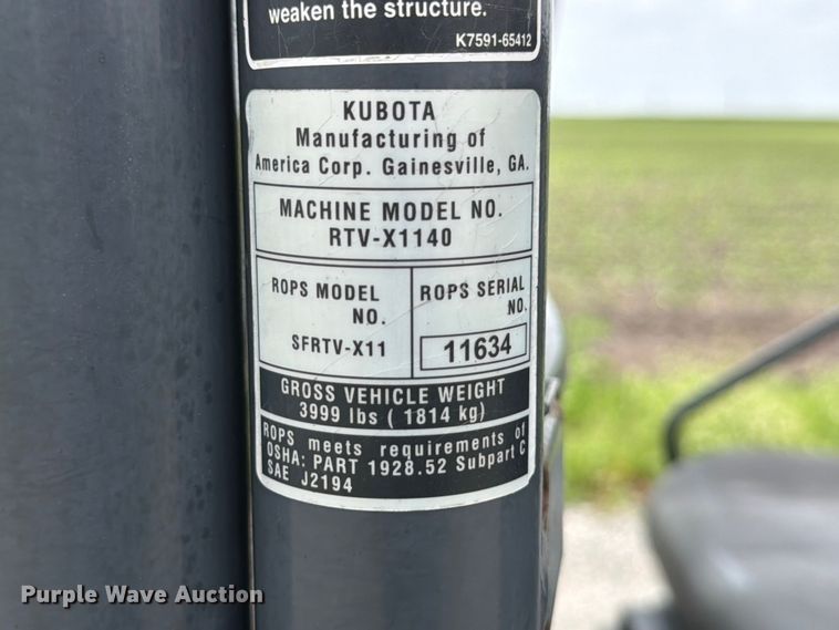 image for item FB8157 2016 Kubota RTV-X1140 utility vehicle