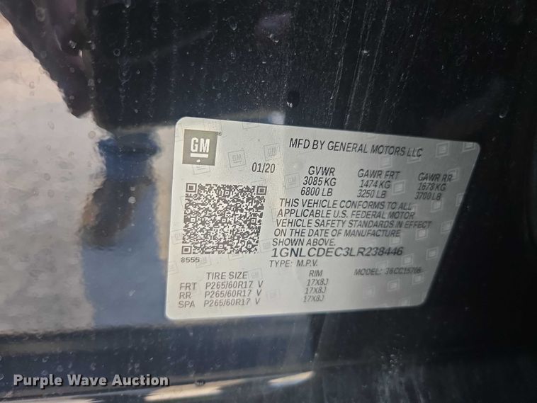 image for item FB9474 2020 Chevrolet Tahoe Police SUV