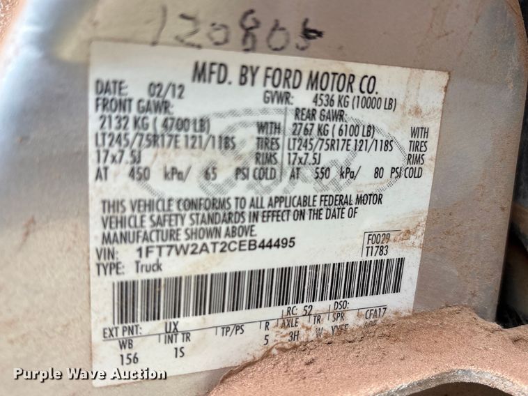 image for item FC2081 2012 Ford F250 Crew Cab pickup truck