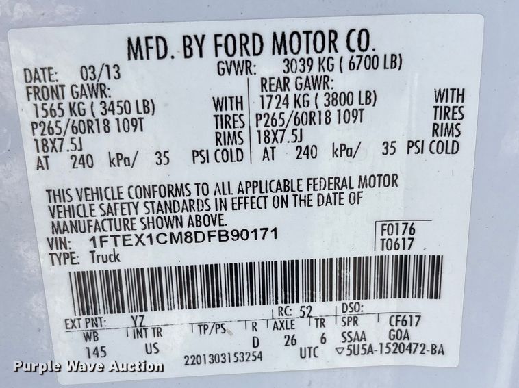 image for item FC2189 2013 Ford F150 XLT Ext. Cab pickup truck