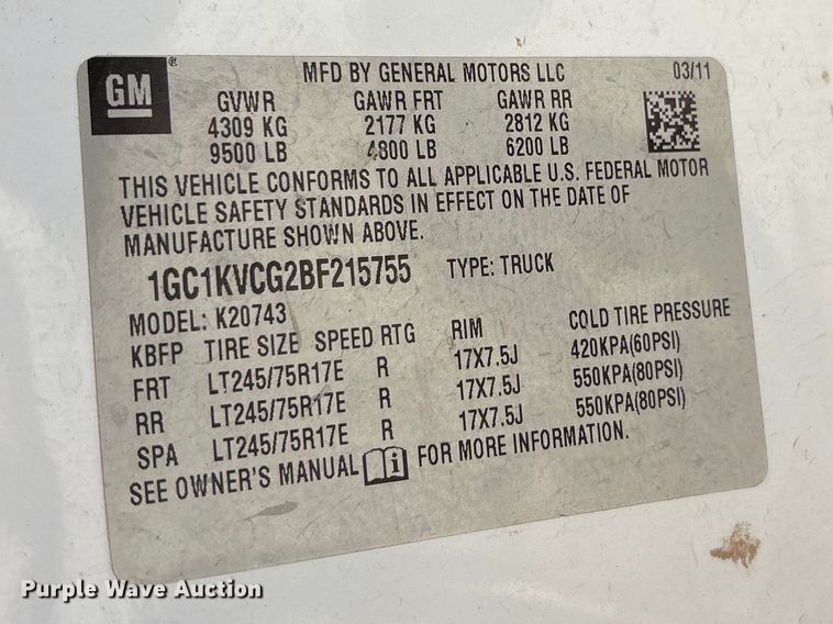 image for item FC2239 2011 Chevrolet Silverado 2500HD Crew Cab pickup truck