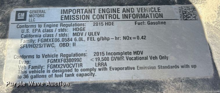 image for item FC5066 2015 GMC Sierra 3500HD Ext. Cab utility bed pickup truck