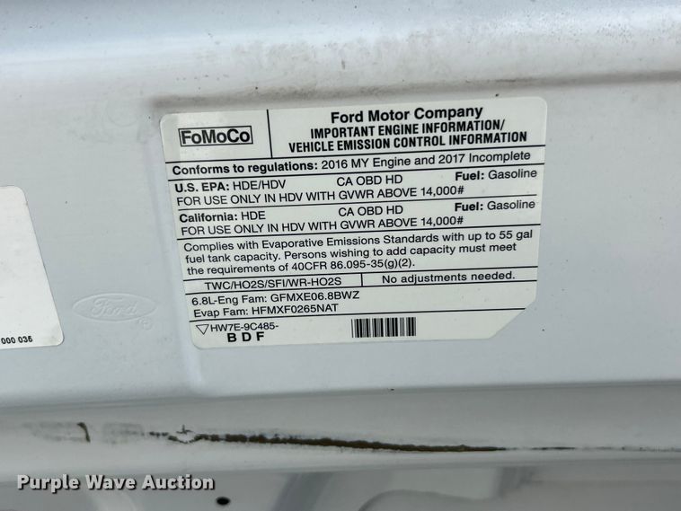 image for item FC5443 2017 Ford E450 Super Duty van cab and chassis