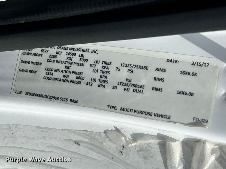 image for item FC5443 2017 Ford E450 Super Duty van cab and chassis