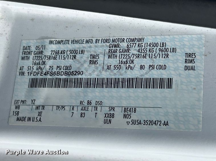 image for item FC5445 2011 Ford E450 Super Duty shuttle bus