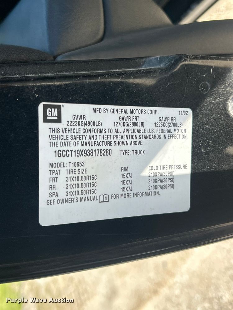 image for item FC5456 2003 Chevrolet S-10 