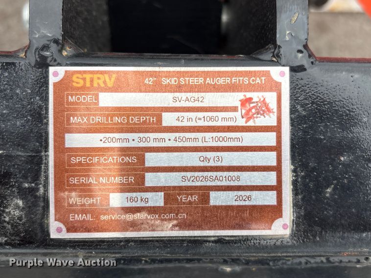 image for item FG2991 2026 STRV SV-AG42 skid steer auger